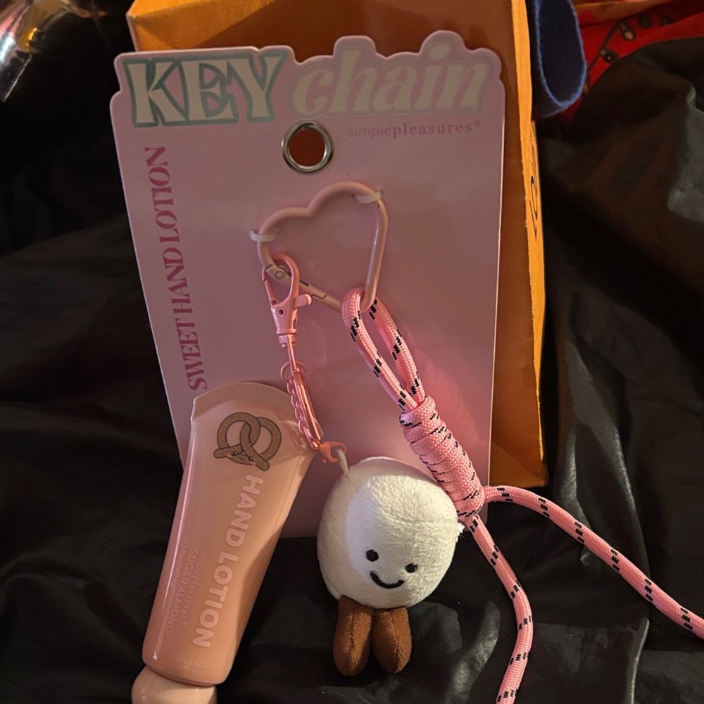 Pink Keychain Toy and with some Good Smelling Almond Lotion